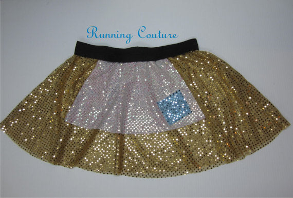 Peasant Glass slipper princess inspired sparkle women's running skirt