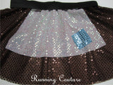 Peasant Glass slipper princess inspired sparkle women's running skirt brown