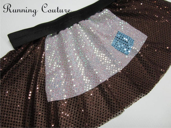 2X/3X Peasant Glass slipper princess inspired sparkle women's running skirt brown