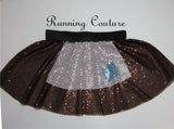 Peasant Glass slipper princess inspired sparkle women's running skirt brown