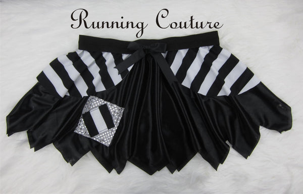 Black and white inspired Pirate metallic/shimmery women's running skirt