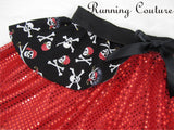 Cross bone Pirate Inspired sparkle women's running skirt