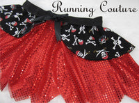 Cross bone Pirate Inspired sparkle women's running skirt