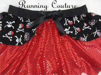 Cross bone Pirate Inspired sparkle women's running skirt