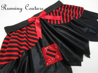 Red and black inspired Pirate metallic/shimmery women's running skirt