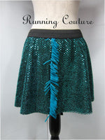 Villain Eel inspired green sparkle women's running skirt