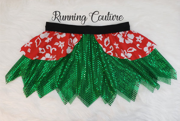 Hawaiian inspired women's sparkle running skirt