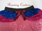 Pink Mulan inspired women's sparkle running skirt