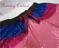 Pink Mulan inspired women's sparkle running skirt