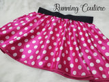 Mini Lady Pink Polka dot Mouse inspired women's satin running skirt