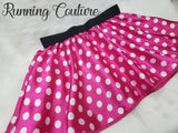 Mini Lady Pink Polka dot Mouse inspired women's satin running skirt