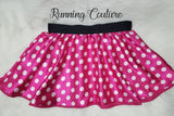 Mini Lady Pink Polka dot Mouse inspired women's satin running skirt