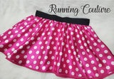 Mini Lady Pink Polka dot Mouse inspired women's satin running skirt