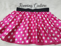 Mini Lady Pink Polka dot Mouse inspired women's satin running skirt