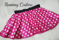 Mini Lady Pink Polka dot Mouse inspired women's satin running skirt