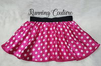 Mini Lady Pink Polka dot Mouse inspired women's satin running skirt