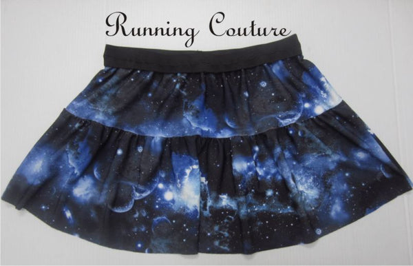 Blue Galaxy/Nebula inspired women's spandex running skirt