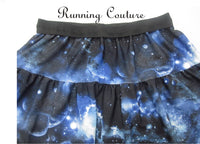 Blue Galaxy/Nebula inspired women's spandex running skirt