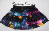 Multi color Galaxy/Nebula inspired women's spandex running skirt