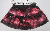 Red Galaxy/Nebula inspired women's spandex running skirt