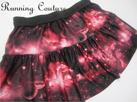 Red Galaxy/Nebula inspired women's spandex running skirt