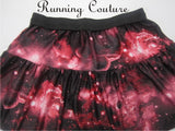 Red Galaxy/Nebula inspired women's spandex running skirt