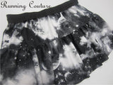 White Galaxy/Nebula inspired women's spandex running skirt