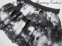 White Galaxy/Nebula inspired women's spandex running skirt