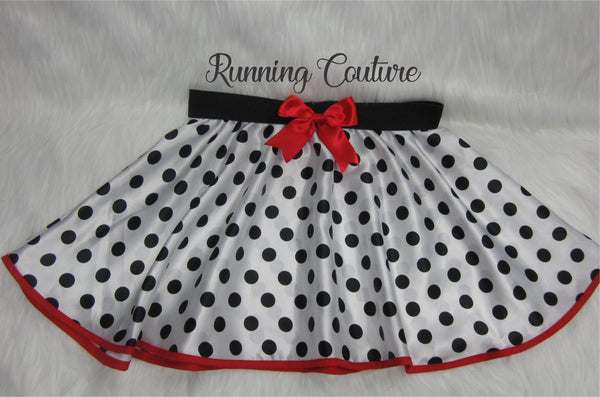 Dalmatian red trim inspired women's satin running skirt