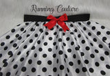 Dalmatian red trim inspired women's satin running skirt