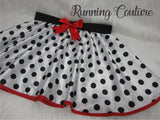 Dalmatian red trim inspired women's satin running skirt