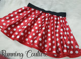 Mini polka dot mouse inspired women's satin running skirt