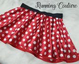 Mini polka dot mouse inspired women's satin running skirt