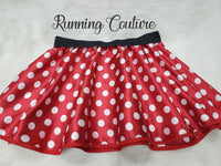 Mini polka dot mouse inspired women's satin running skirt