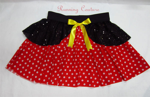 Mini Lady Polka Red and White Mouse inspired women's spandex running skirt