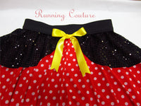 Mini Lady Polka Red and White Mouse inspired women's spandex running skirt