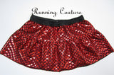 Red mermaid inspired fish scale print spandex women's running skirt