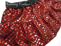 Red mermaid inspired fish scale print spandex women's running skirt