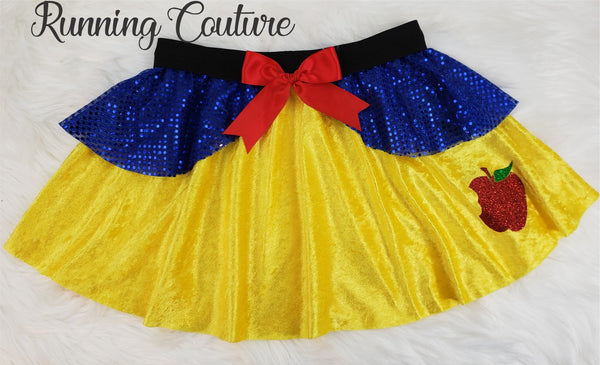 Snow White inspired women's velvet running skirt
