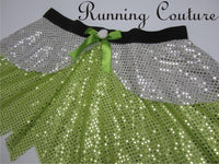 Lime green Tinker Fairy Inspired women's sparkle running skirt