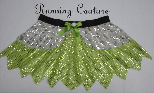 Lime green Tinker Fairy Inspired women's sparkle running skirt