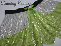 Lime green Tinker Fairy Inspired women's sparkle running skirt