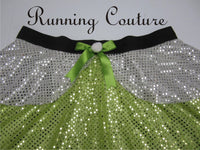 Lime green Tinker Fairy Inspired women's sparkle running skirt