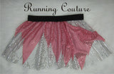 Glass slipper princess inspired pink torn dress sparkle women's running skirt