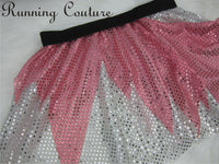 Glass slipper princess inspired pink torn dress sparkle women's running skirt