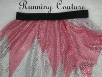 Glass slipper princess inspired pink torn dress sparkle women's running skirt