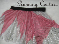 Glass slipper princess inspired pink torn dress sparkle women's running skirt