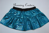 Blue mermaid inspired fish scale print spandex women's running skirt